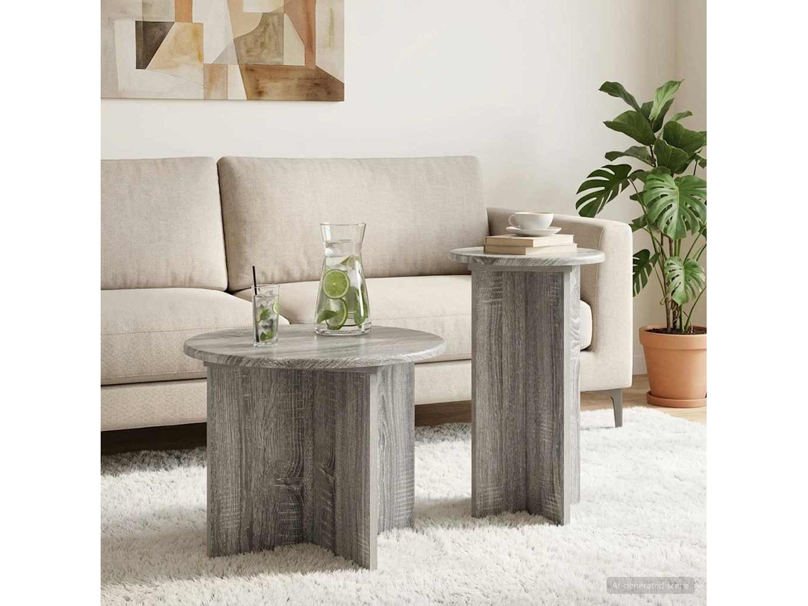 Vidaxl Conjunto De Mesas De Apoio 2 Unid. Sonoma Cinzento Ø 45 X 35 Cm