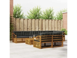 Vidaxl Conjunto De Sofás Para Exterior 9 Unid. Natural E Antracite