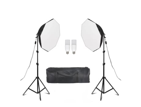 Kit de Estúdio Iluminação Fotografia e Vídeo 2 Softboxes Octagonais Luz Contínua ANDOER