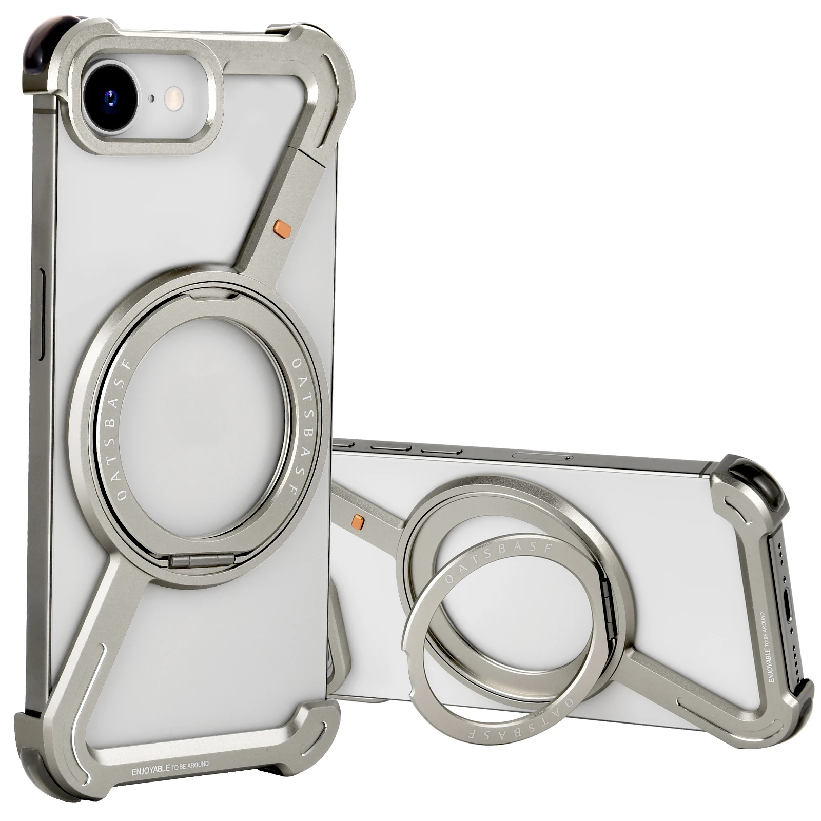 Capa Para Iphone 16 E (titânio), Suporte De Anel Magnético Ajustável Com Rotação De 360°