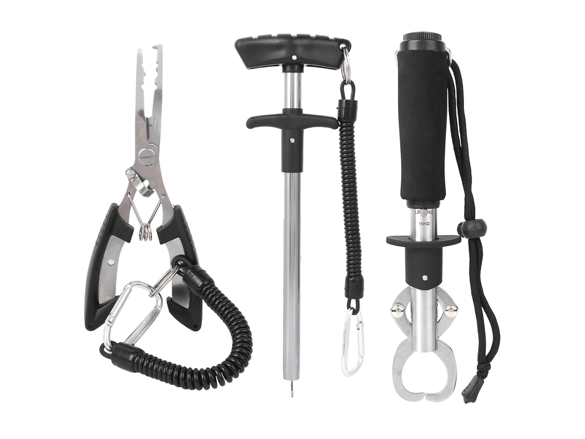 Conjunto de Ferramentas de Pesca com Alicate e Grip Aço Inox