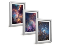 Pinturas Murais Modernaspaisagens Estelares Cósmicas Moldura Prateada Fotos Para O Corredor Espelharte (3 Peças 20x30 Cm)
