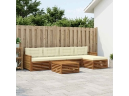 Vidaxl Conjunto De Sofás Para Exterior 6 Pcs Natural E Creme
