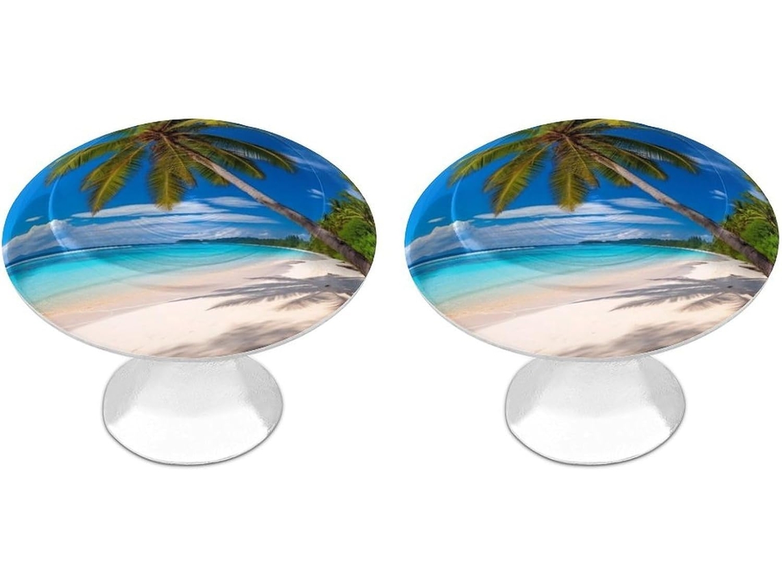 Conjunto De 2 Puxadores Aço Inoxidável Para Armários Cozinha, Com Design Personalizado De Praia E Coqueiro Ideais Para