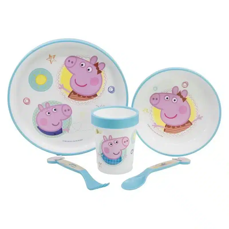Vajilla Infantil Reutilizable Peppa Pig Con Cubiertos 41205 Stor Storvolumen