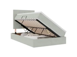 Cama com Arrumação e Led Cinzento Claro Veludo MAISON EXCLUSIVE (120x200 cm)