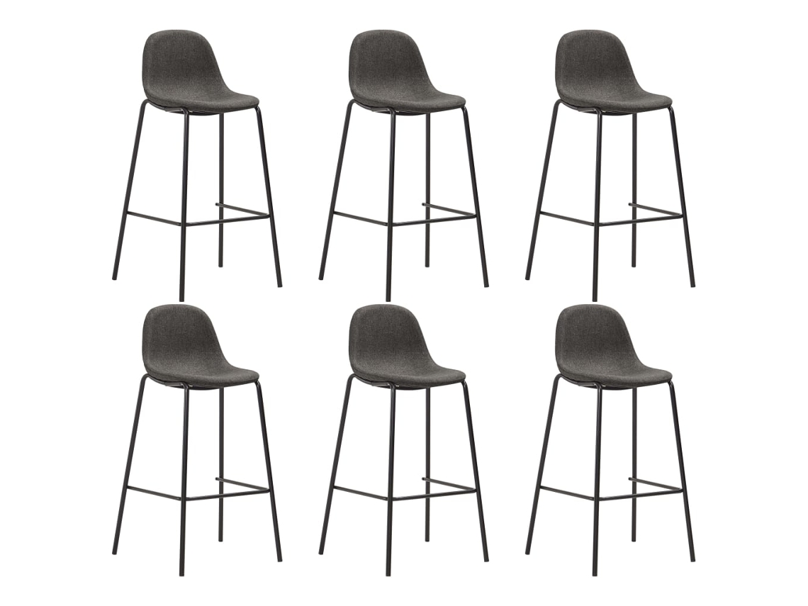 Vidaxl Bancos De Bar 6 Pcs Tecido Cinzento-escuro