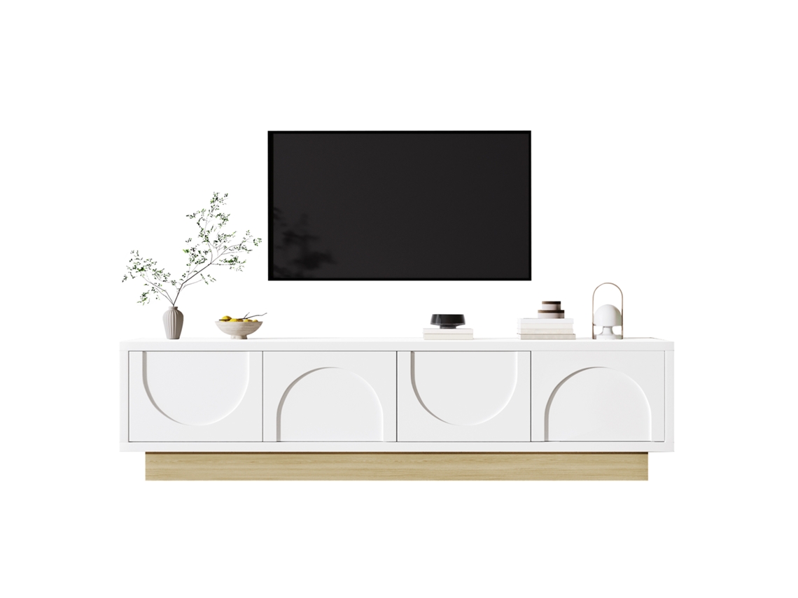 Móvel Tv Branco 175cm Moderno com Espaço de Armazenamento VELTRIX