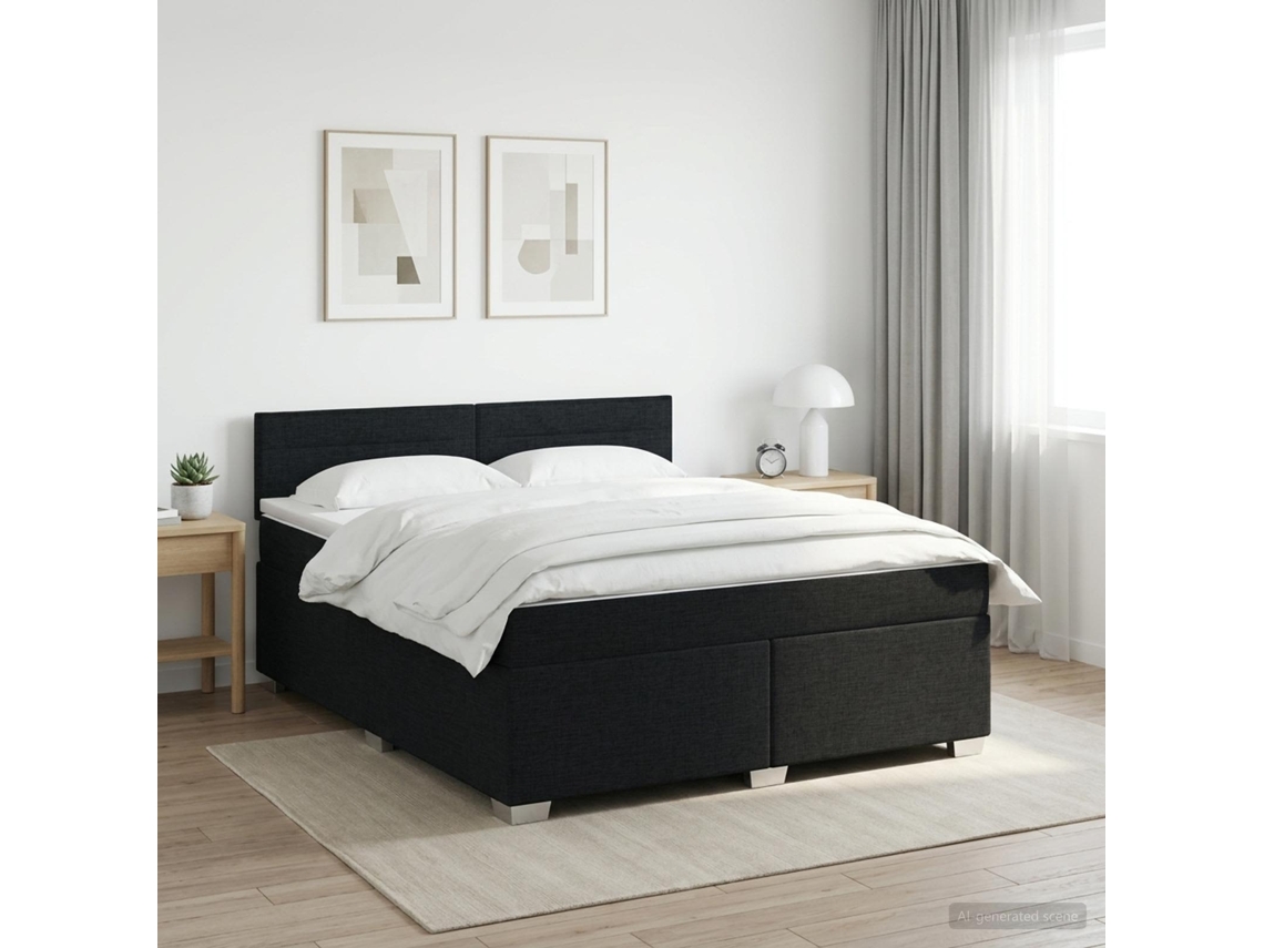 Vidaxl Cama Box Spring Com Colchão Preto 140 X 190 Cm Tecido
