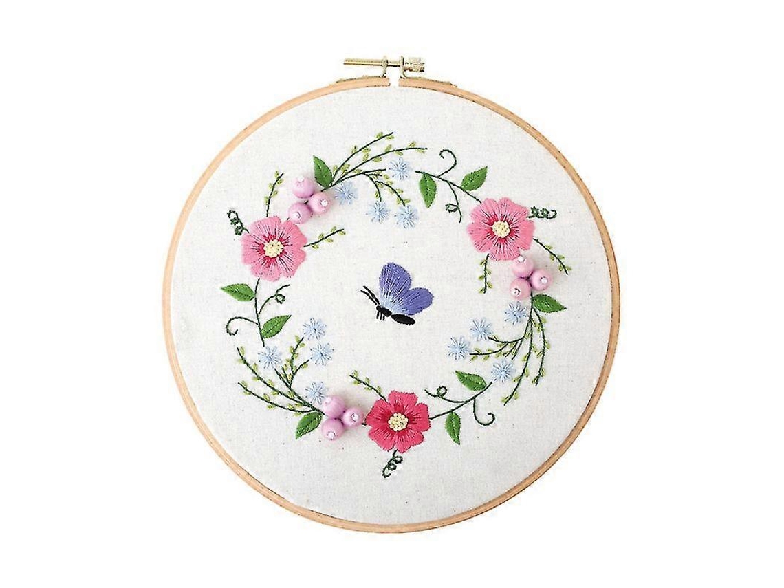 Lurelia Kit Bordado Floral Iniciante Algodão 22 X 0,1 Cm Colorido Com Bastidor