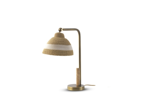 Candeeiro de Mesa com Abajur de Fibra Natural Trançada