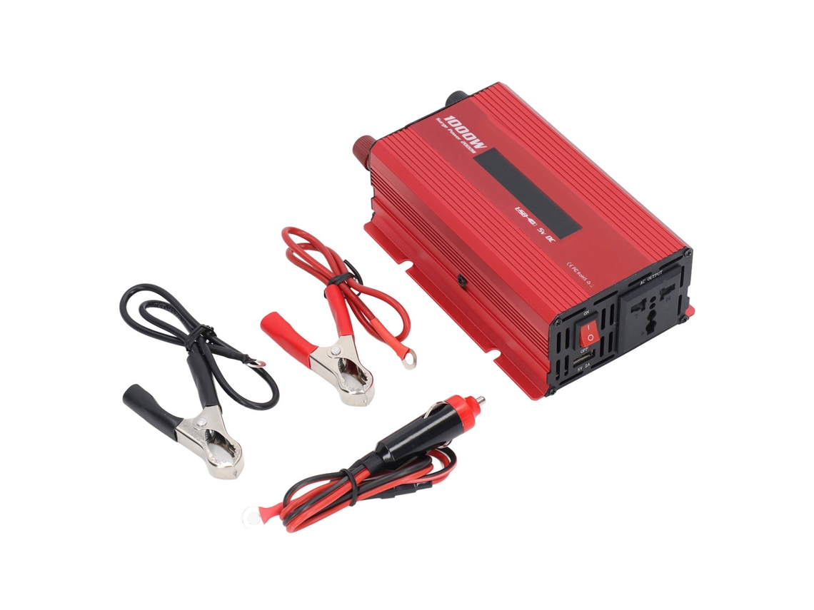 Inversor De Bateria 1000w Com Display Led: Conversor Solar De Dc12v Para Ac220v Com Clip Crocodilo