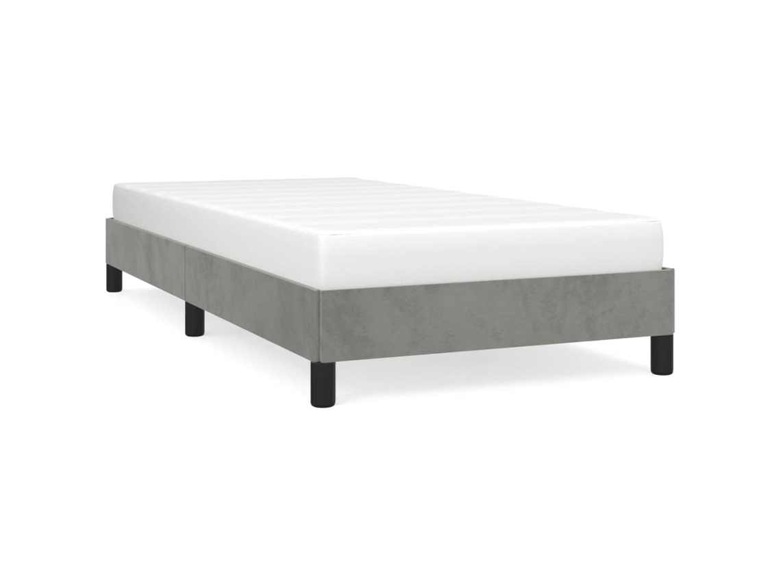 Estrutura de Cama Hanko em Veludo Cinzento Claro (90x190 cm)