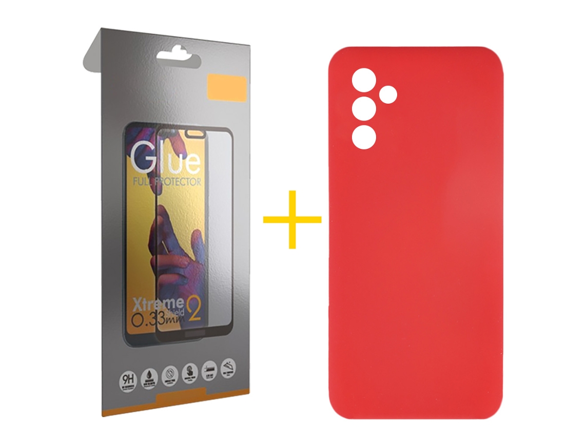 Pack 1 x Película de Vidro Temperado Full + Capa SKYHE Samsung Galaxy A36 5G Silicone Líquido Vermelho