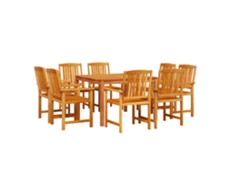 Conjunto 9 Conjunto De Jantar Para Jardim Vidaxl Castanho Madeira De Acácia Maciça (180 X 90 X 75 Cm)