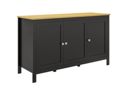 Aparador De 3 Portas, Aparador Para Sala De Estar Com Prateleiras Ajustáveis Para Cozinha, Corredor, Sala De Jantar, Preto, 120x40x70 Cm