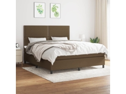 Vidaxl Cama Com Molas/colchão 180x200 Cm Tecido Castanho-escuro