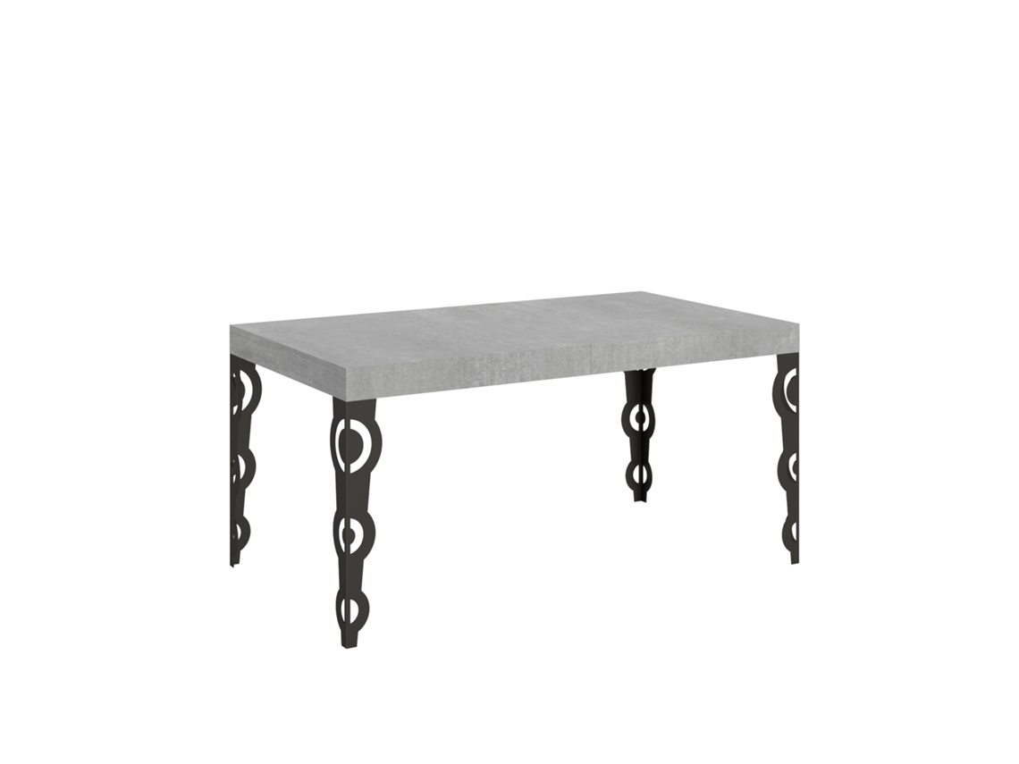 Mesa Extensível Karamay 160/244x80 Cm Concreto Pernas Antracite Itamoby