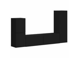 Conjunto Móvel Tv 4 Peças Preto Madeira Processada MAISON EXCLUSIVE