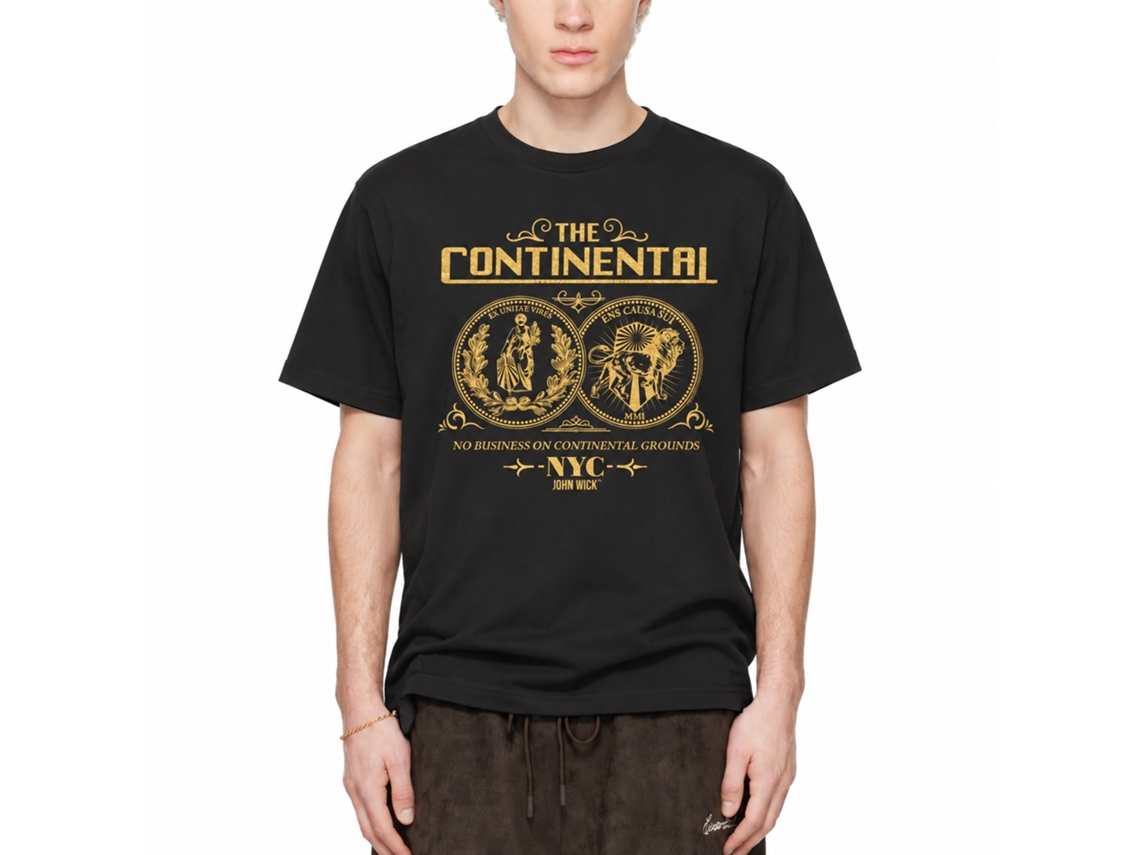 Rockinstone John Wick Coin Black Adult T-shirt Size:s