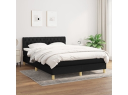 Vidaxl Cama Com Molas/colchão 140x190 Cm Tecido Preto