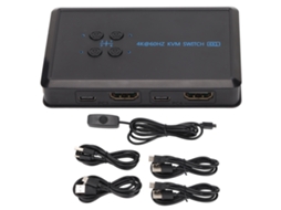 Switch Kvm Hdmi 2.0 Conversor 4k 60hz Alta Compatibilidade Plug And Play Usb 2.0