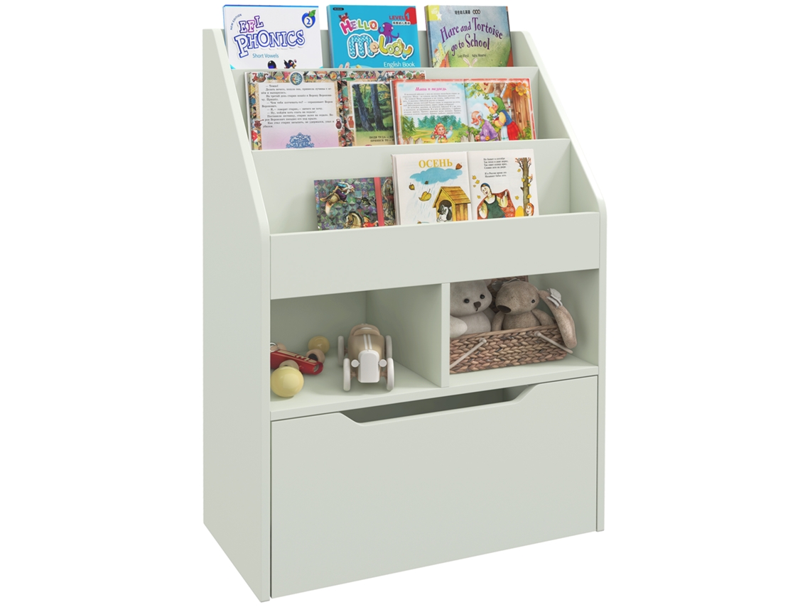 Prateleira infantil com gaveta, 60x29,9x90cm, rosa BR