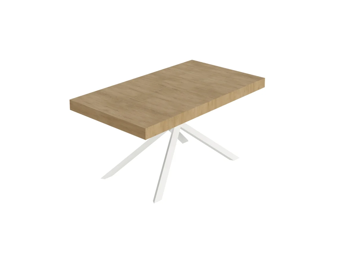 Mesa Extensível Niket 160/264x90 Cm Carvalho Natural Pernas Brancas Itamoby