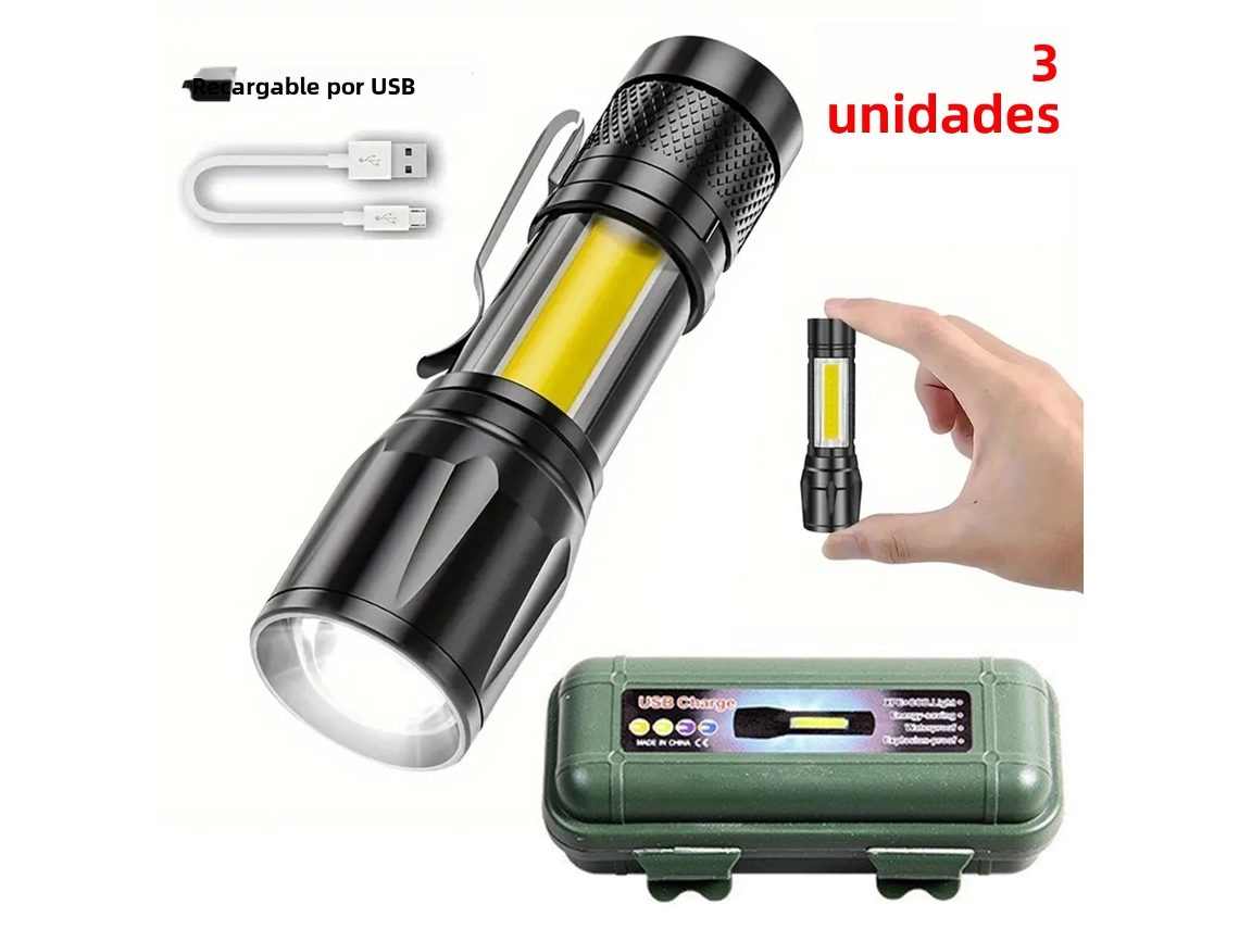 Mini Lanterna Led Portátil com Clipe para Caneta, Feita de Material Abs MDUG (3 Unidades)