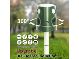 Repelente ultrassônico solar para animais ao ar livre com sensor pir 360°, ip66, luz led e modos múltiplos | S/MARCA