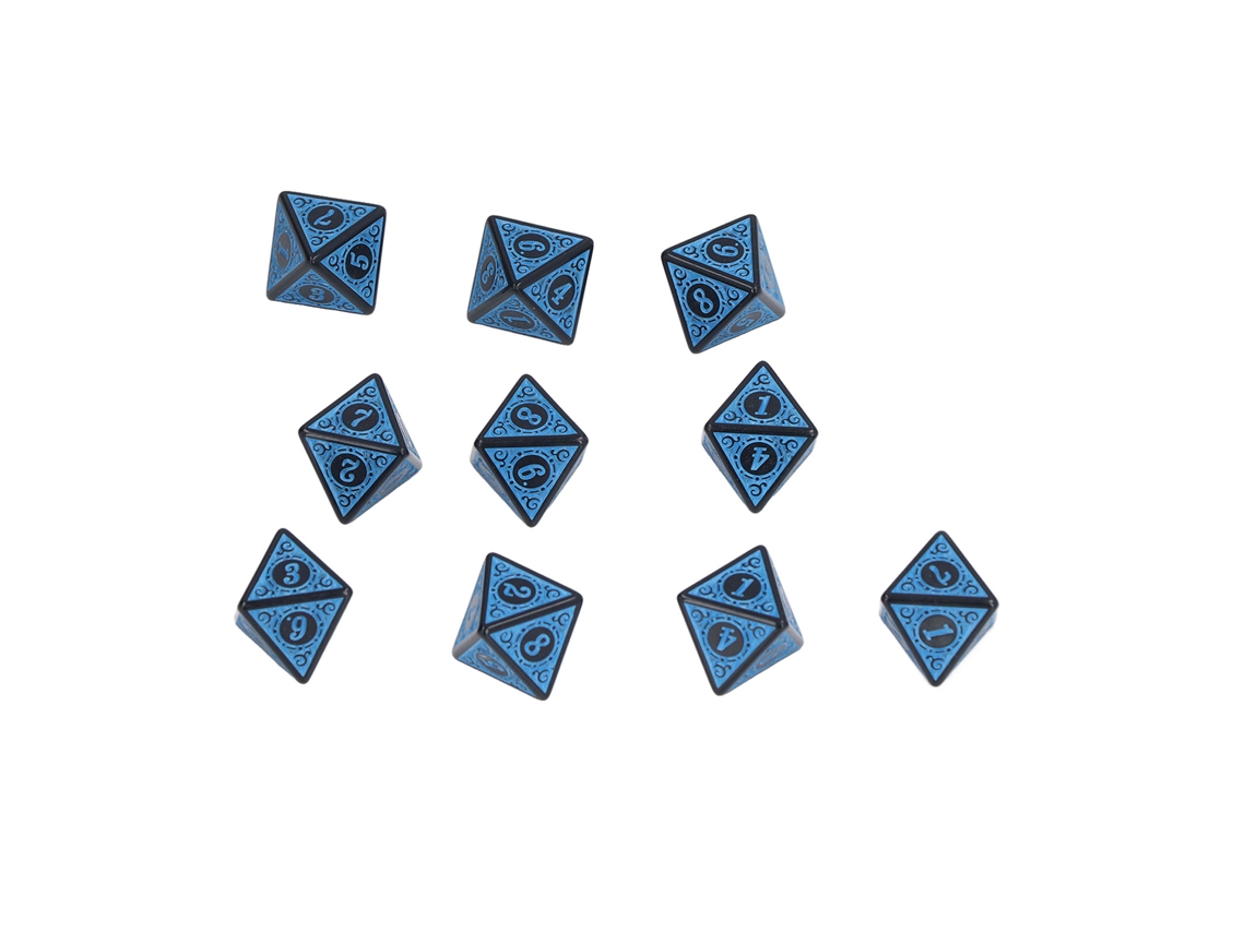 Primerox 10pcs Conjunto de Dados Poliédricos de Acrílico Portátil para Jogos de Mesa e Festas 8 Lados