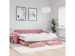 Vidaxl Sofá-cama Com Gavetão E Gavetas 80x200 Cm Veludo Rosa