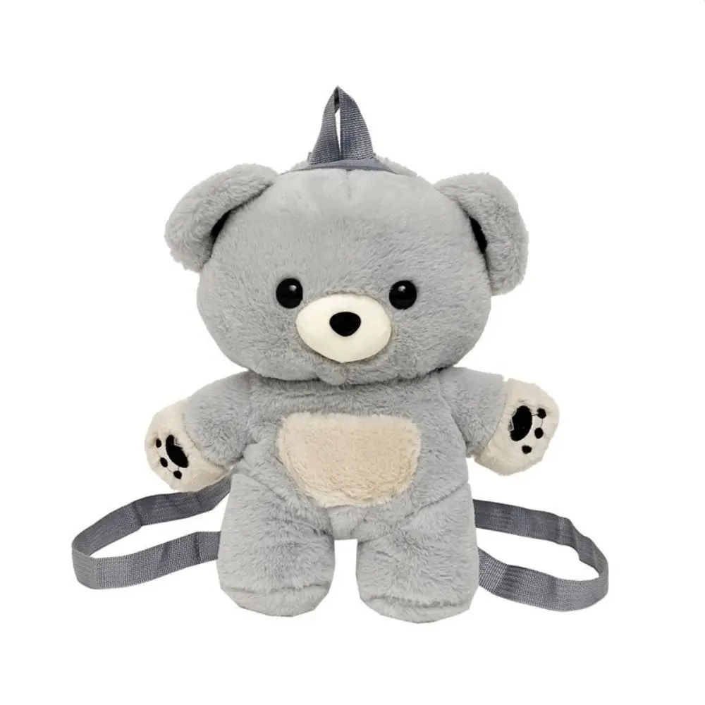 Mochila Casual Colorida com Estampa de Urso em 3d e Pelo de Coelho . MDUG (cinza)