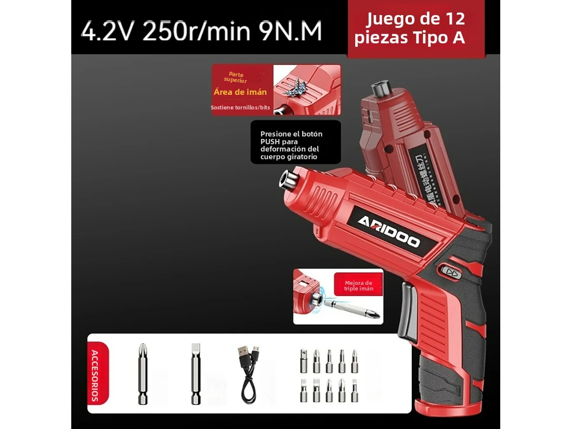 (conjunto A12) Conjunto De Parafusadeira Elétrica Recarregável Sem Fio De 4,2 V Com Bateria E Furadeira