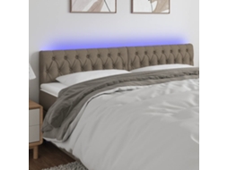 Vidaxl Cabeceira Cama Luzes Led Tecido 180x7x78/88cm Cinza-acastanhado