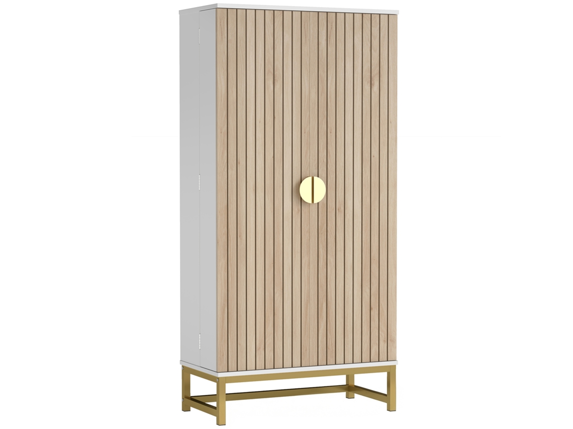 Armário De Cozinha Com 2 Portas E 12 Compartimentos Design Moderno Com 5 Prateleiras Ajustáveis Branco