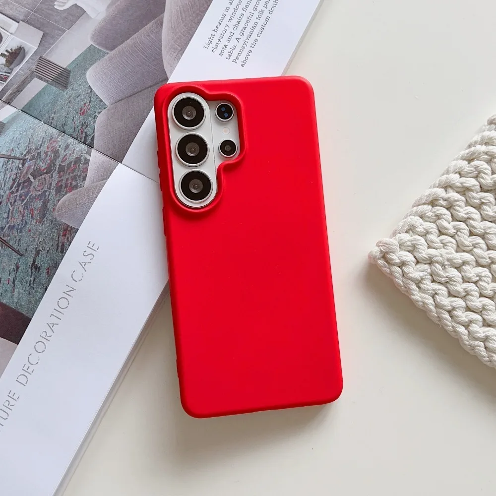 Capa De Celular Em Silicone Líquido (vermelha, Galaxy S25 Ultra), Capa Protetora Fosca E Macia À Prova De Choque.