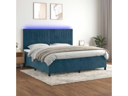 Vidaxl Cama Box Spring C/ Colchão/led 200x200 Cm Veludo Azul-escuro