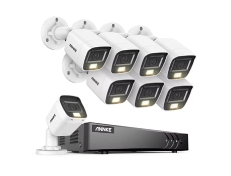 Sistema Cctv Wi Fi Video Vigiiância 3mp Kit Hiseeu 8ch 8 Câmaras Nvr App Annke