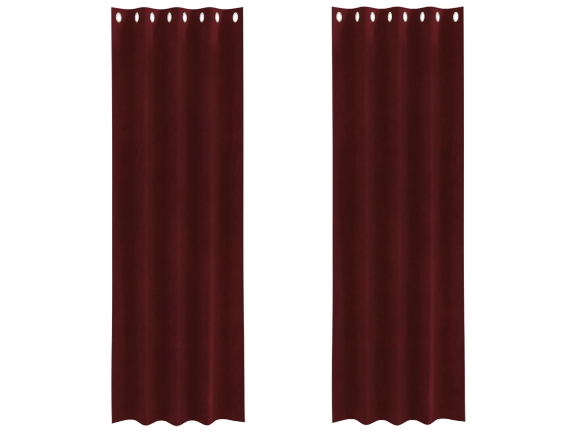 Maison Exclusive - Cortinas Opacas 2 Unid. Vinho Vermelho 140 X 225 Cm Veludo