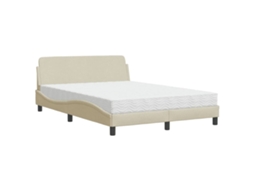 Cama com Colchão Dover 140x190 Cm Tecido Cor Creme MAISON EXCLUSIVE