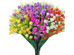 Conjunto de 10 Flores Artificiais para Exterior, Flores de Plástico Decorativas, Resistentes Aos Raios Uv. AQUAFORGE