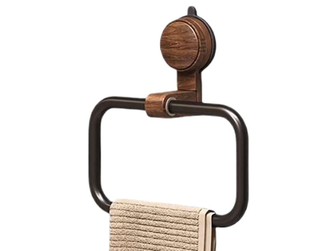 Argola Toalha Casa Banho - Suporte Toalha - Com Ventosa - Resistente Água - Liga Alumínio - Preto