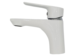 Torneira de Lavatório INVENA Monocomando Elegante de Acabamento Branco/Cromado , Misturadora de Pé