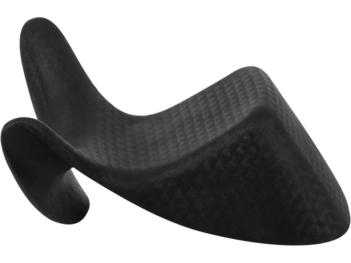 Almofada para salão de beleza em PVC preto com design articulado, ideal para resistência.