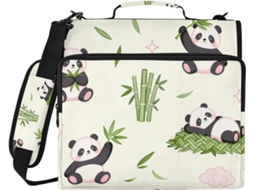 Bolsa de bambu colorida com estampa de panda, 3 argolas, resistente, com zíper, alça de mão e de ombro removíveis. Inclui bolsa.