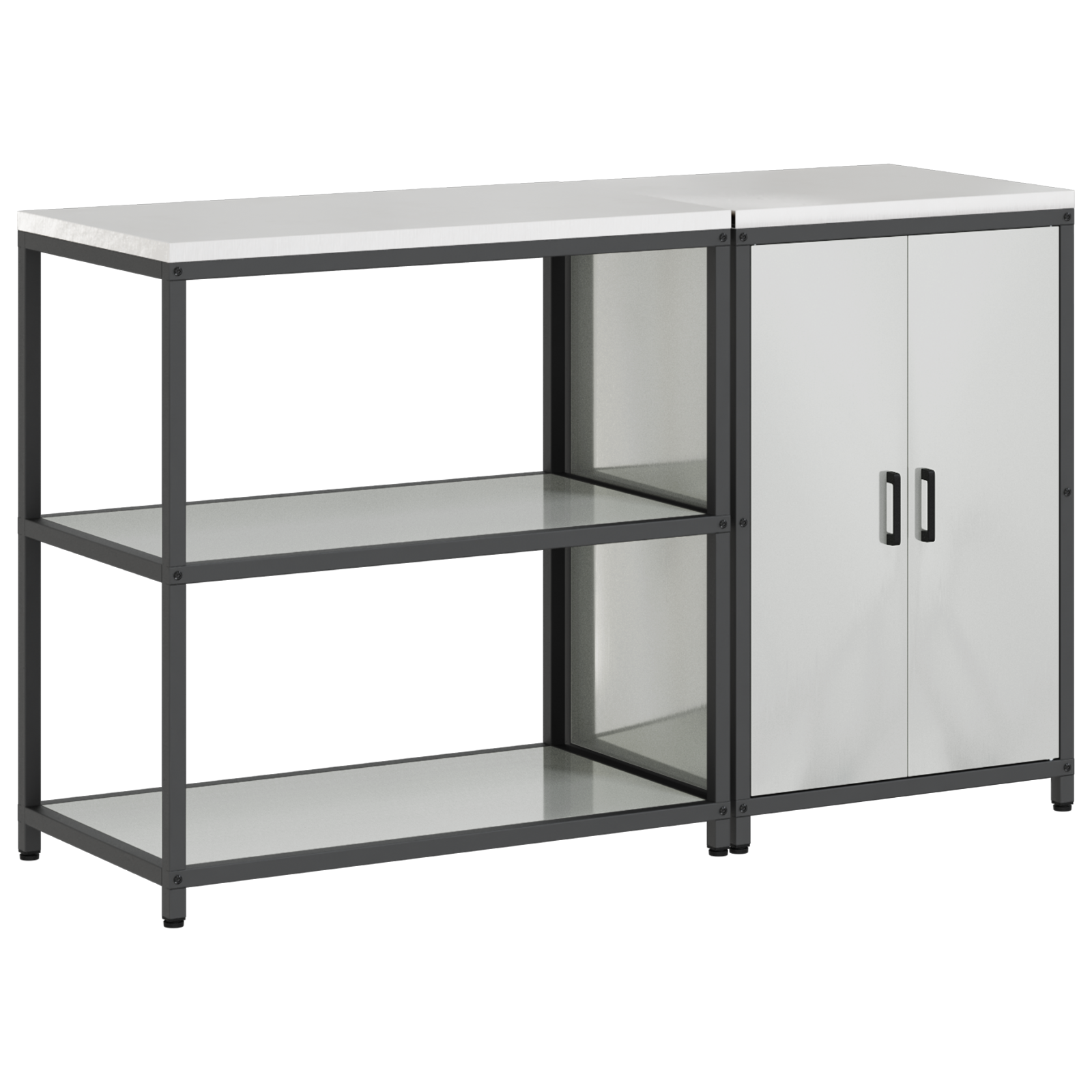 Conjunto 2 Armazenamento De Cozinha Vidaxl Prateado Aço (150 X 50 X 92 Cm)
