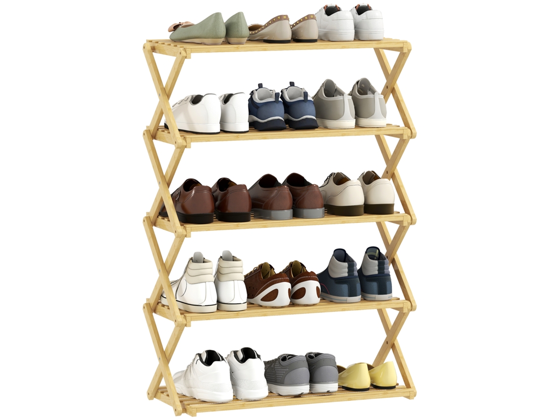 Sapateira de Bambu Dobrável 5 Níveis 60x29x88cm S/MARCA