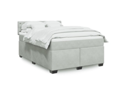 Vidaxl Cama Com Molas/colchão 140x190 Cm Veludo Cinzento-claro