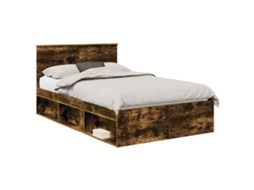 Estrutura da Cama com Cabeceira Carvalho Defumado 120x190 cm MAISON EXCLUSIVE